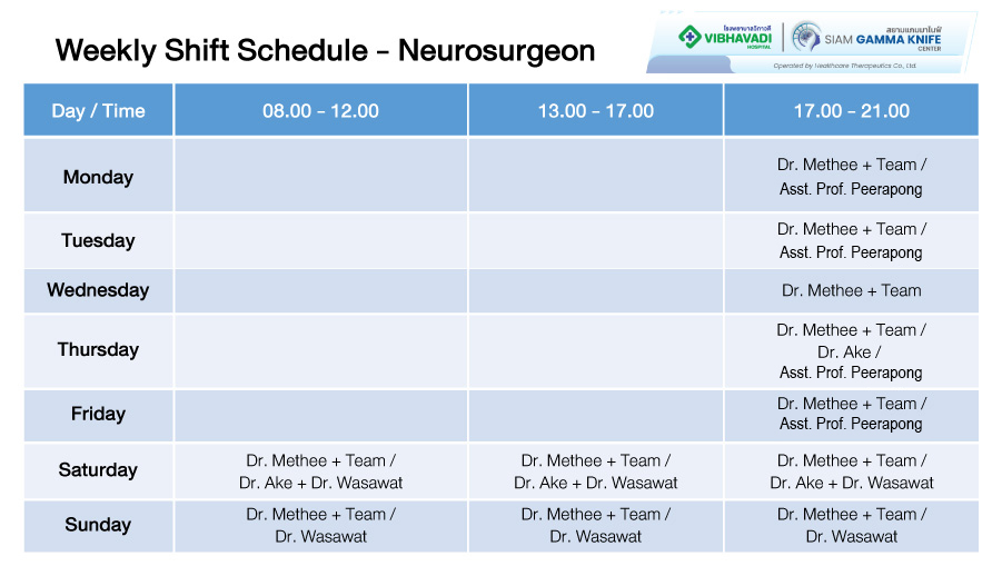 Table Weekly Shift Schedule Neurosurgeon V2
